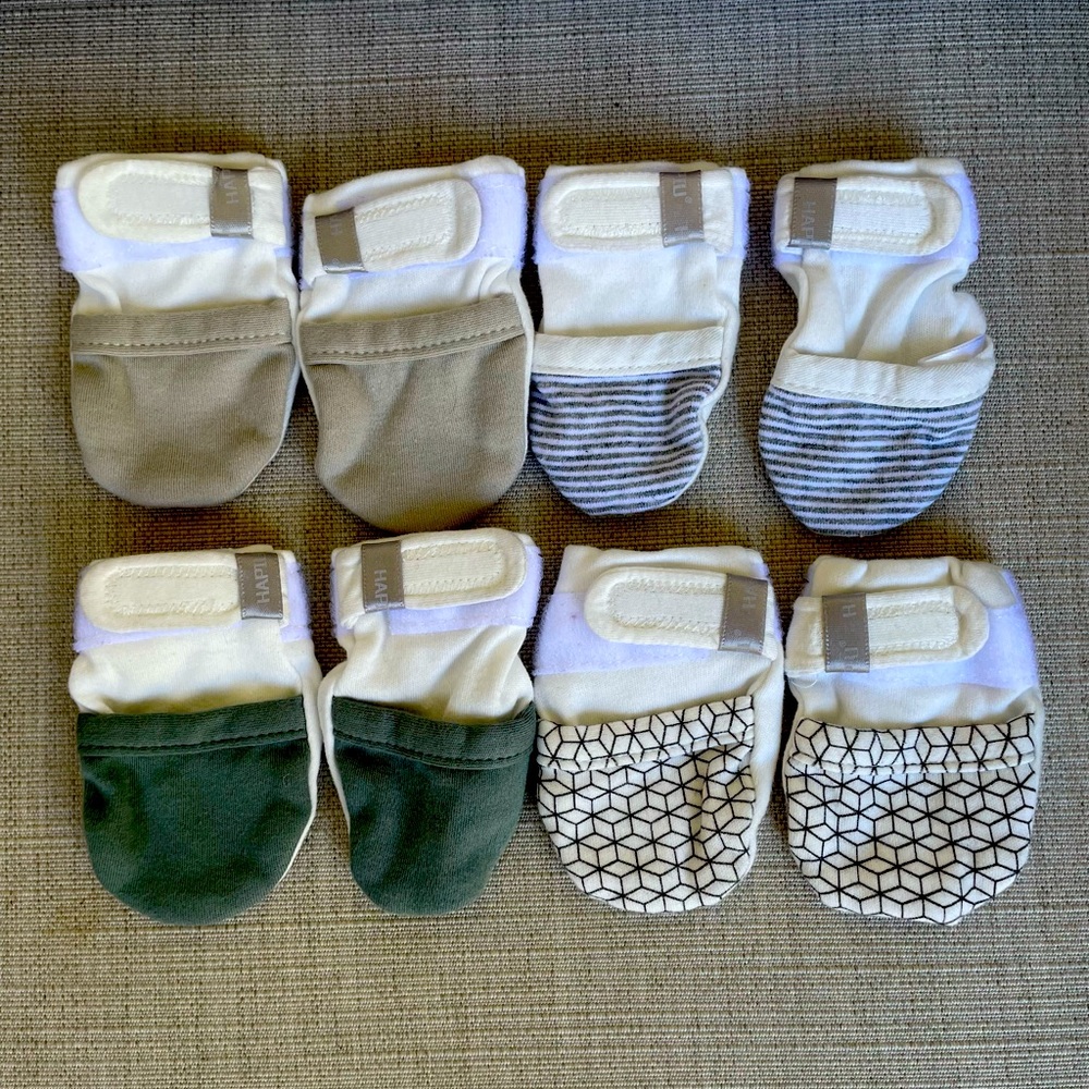HAPIU, Baby, No Scratch, Mittens, 4-Pack